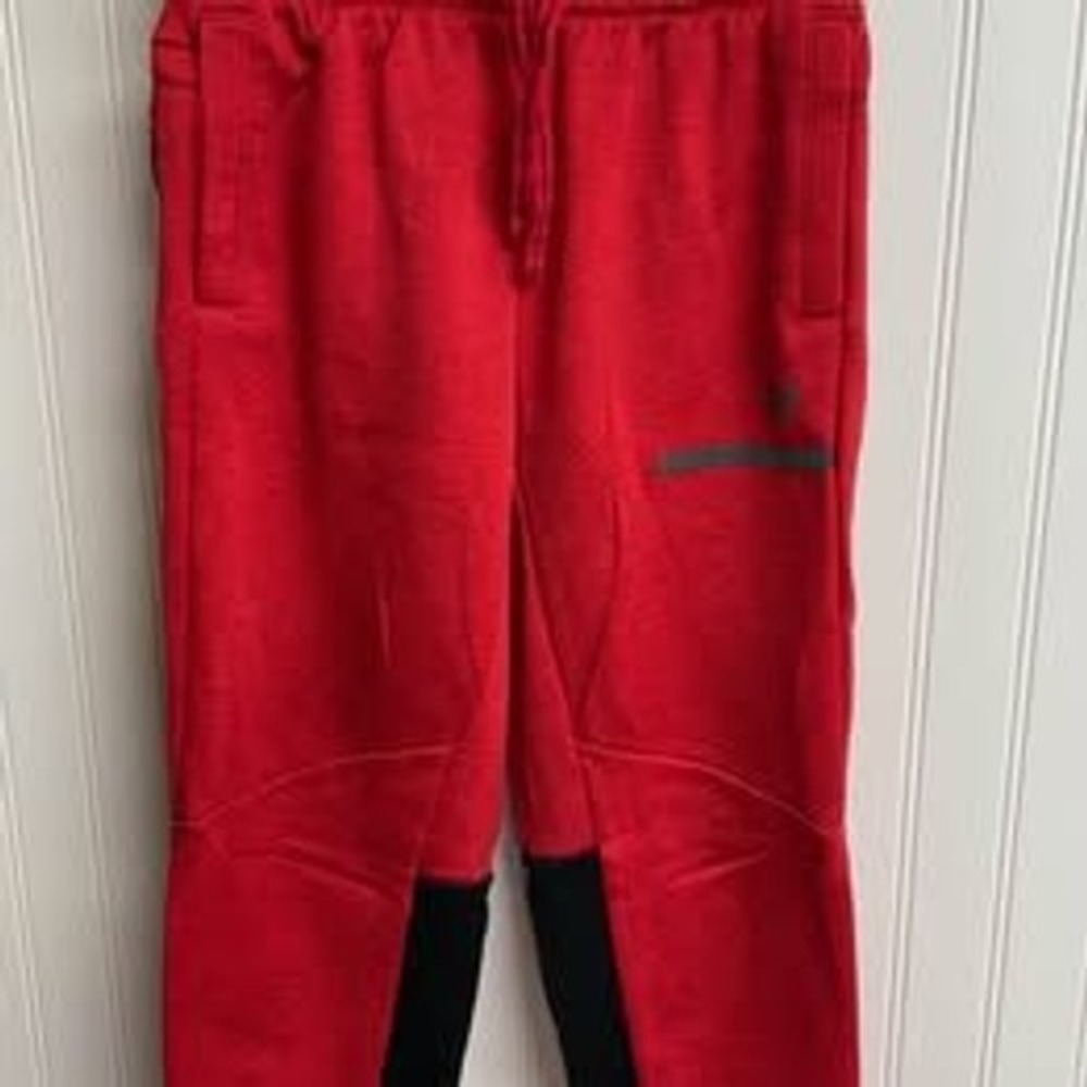 Russell Athletic Boys Red Black Jogger Sweatpants Size L 10-12 Reflective Logo